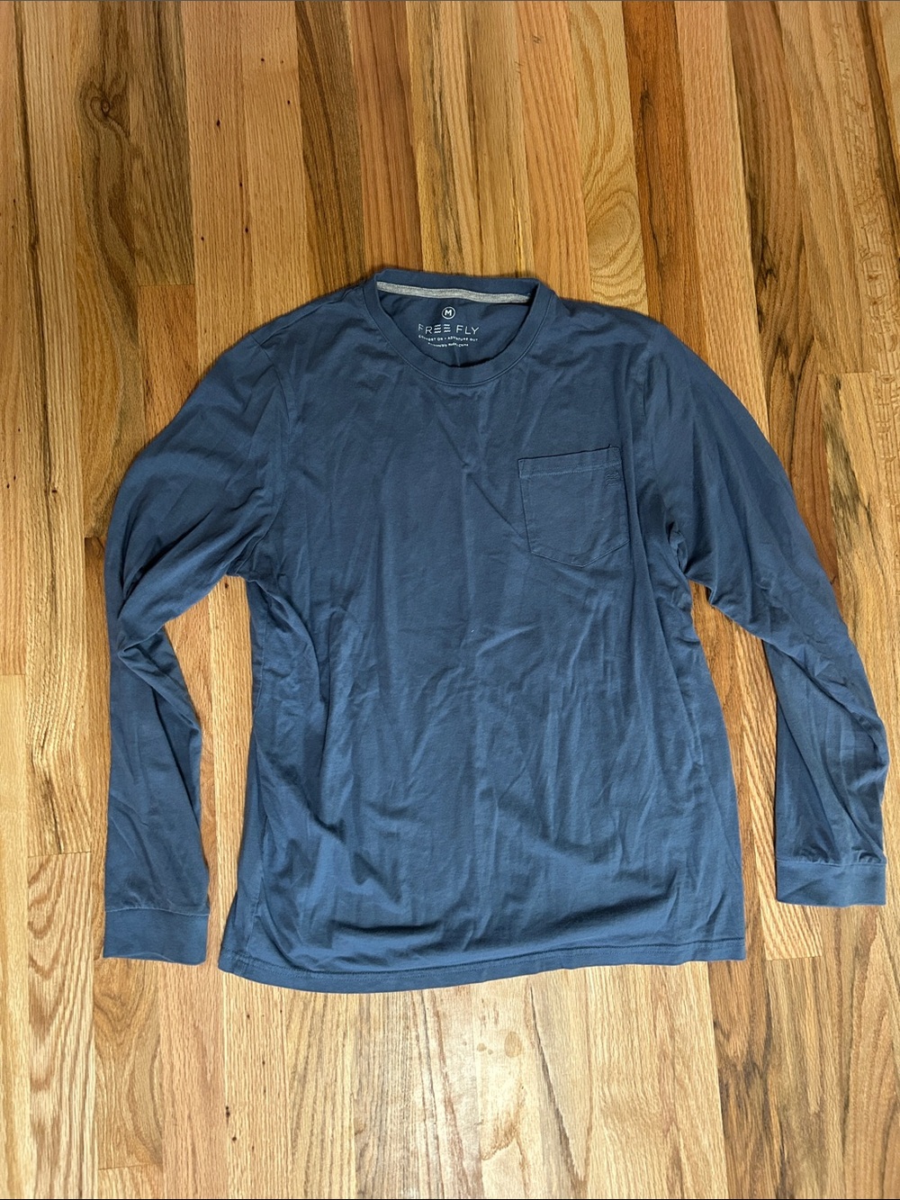Free Fly Apparel Men's Long Sleeve Pocket Tee in Slate Blue